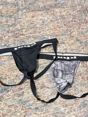 2-Pack Papi Men's Jockstraps in Black and Gray Bandana Print